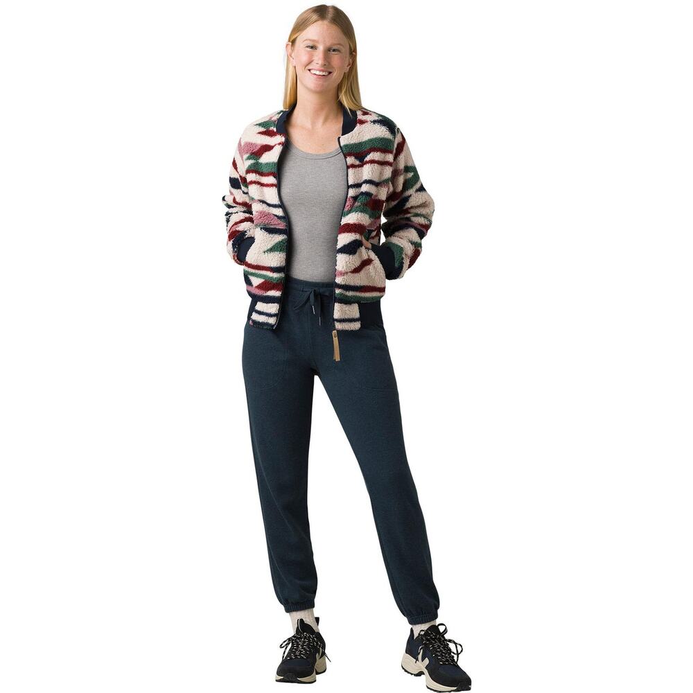 Prana Polar Escape Bomber Jacket Maroon Geo Medium Sherpa Fleece Zip Up